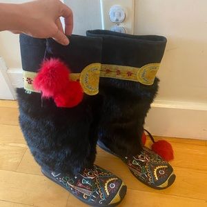 Real fur boots